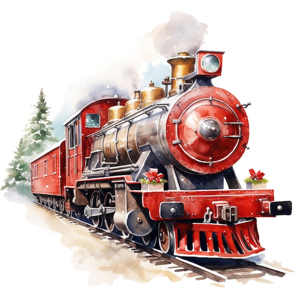 Nordpol-express für weihnachtsveranstaltungen aquarell-stil ki generiert