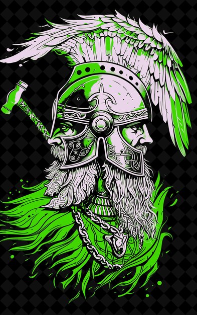 PSD norse god man portrait wearing a winged helmet and chainmail lebendiges farbdesign png-sammlungen