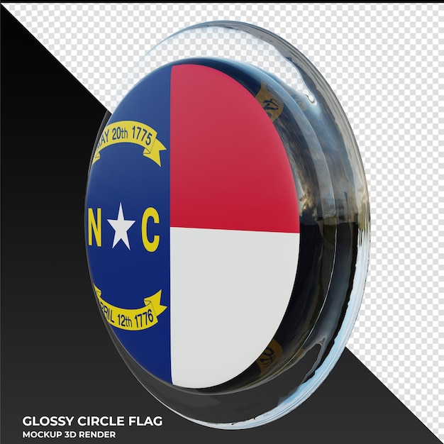 PSD north carolina0002 bandera de círculo brillante con textura 3d realista