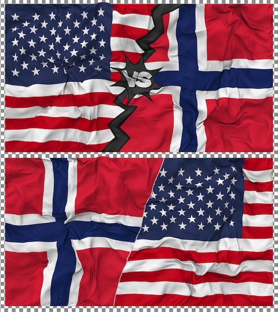 Norvège contre les États-Unis Half Combined Flag Cloth Bump Texture Relation bilatérale Rendering 3D