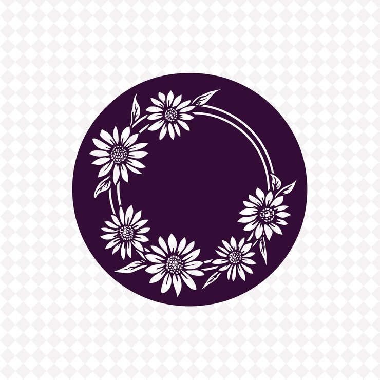 PSD nostálgico logotipo de cadena de margaritas con flores decorativas vinculadas a diseños creativos de vectores de plantas