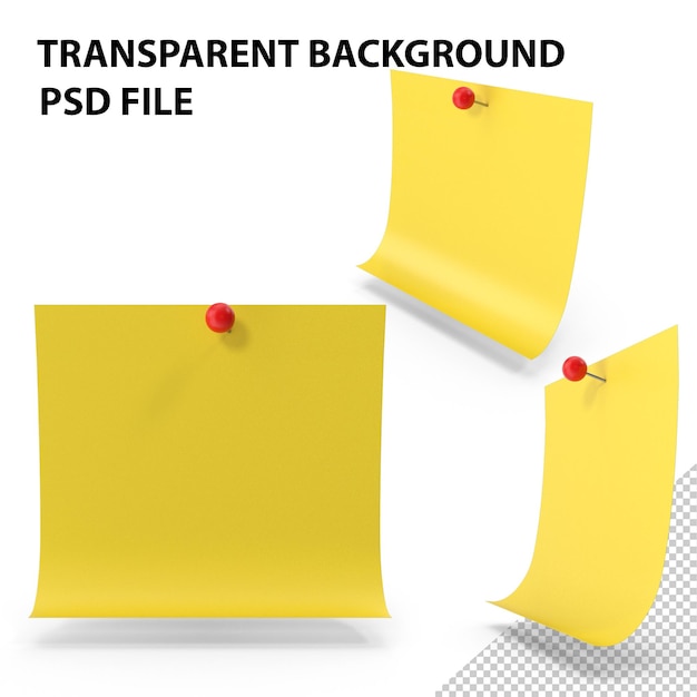 PSD nota adhesiva con pin de empuje png