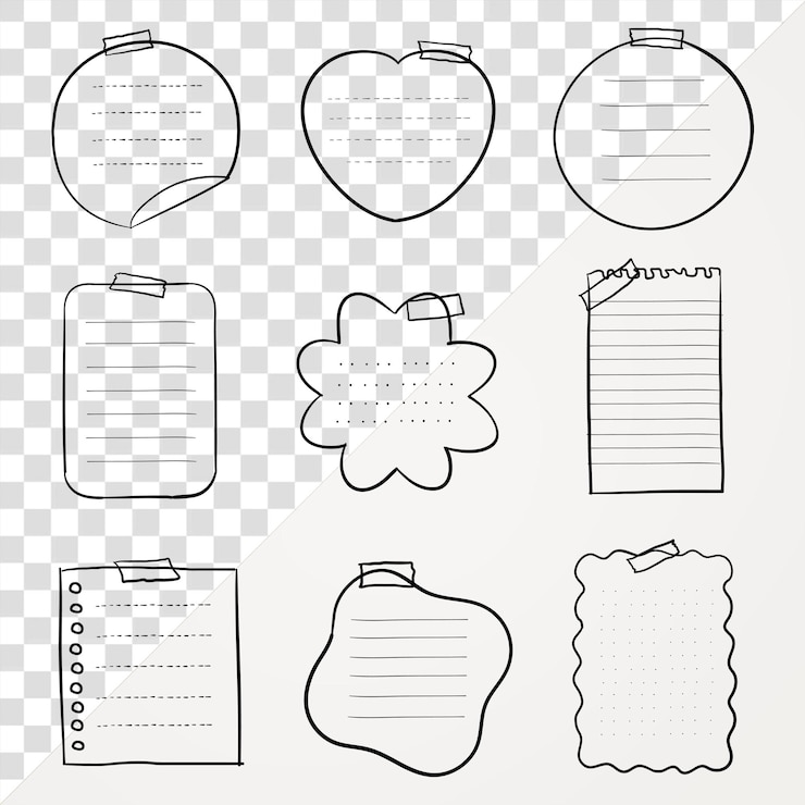 PSD nota adhesiva png puesta en estilo dibujado a mano