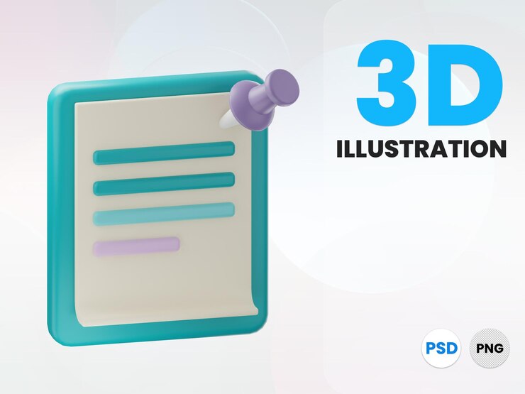 PSD nota fondo de banner de concepto de negocio de ilustración 3d