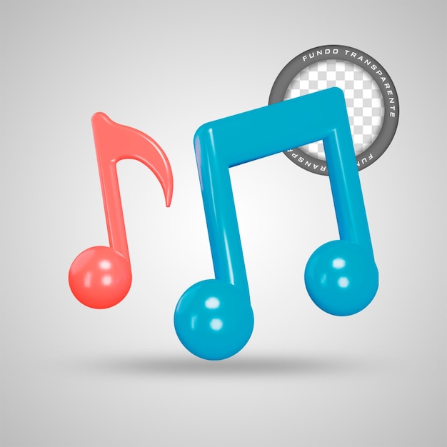 una nota de música colorida azul y roja con un fondo azul y rojo