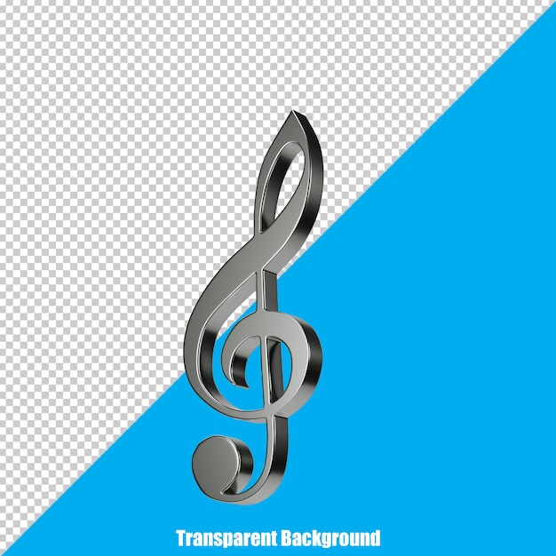 Nota musical en 3D en un fondo transparente.