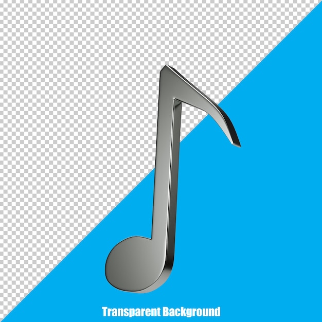 Nota musical en 3D en un fondo transparente.