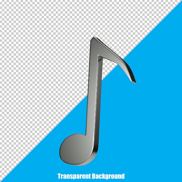 Nota musical en 3d en un fondo transparente.