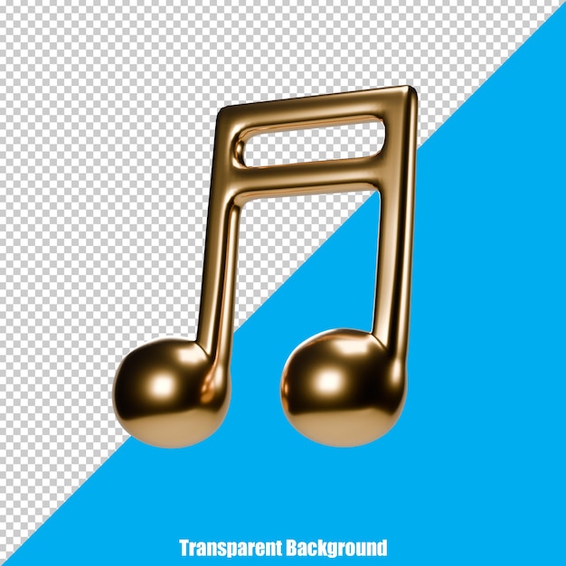Nota musical en 3d en un fondo transparente.