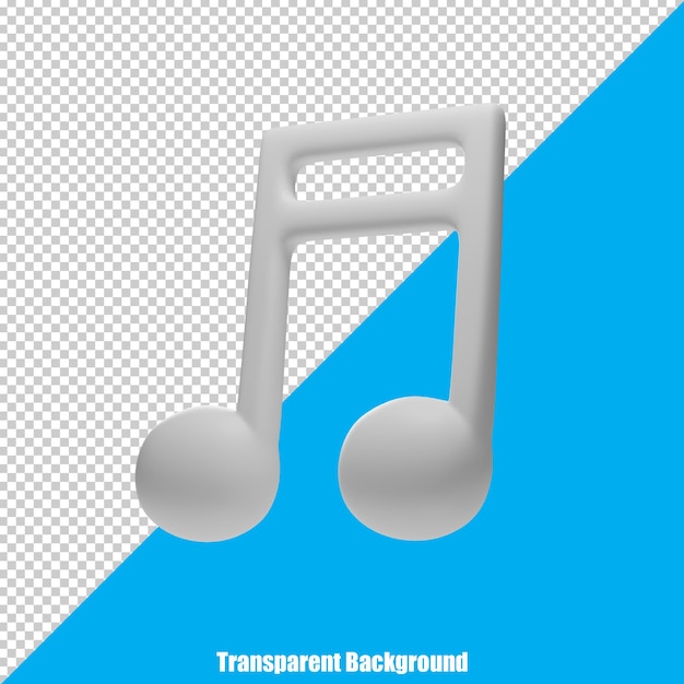 PSD nota musical en 3d en un fondo transparente.