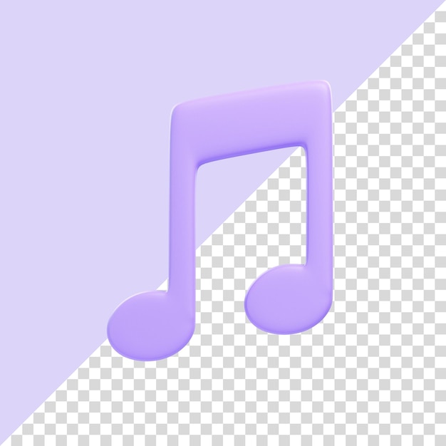 Nota musical púrpura aislada sobre fondo púrpura Icono 3D signo y símbolo Estilo minimalista de dibujos animados