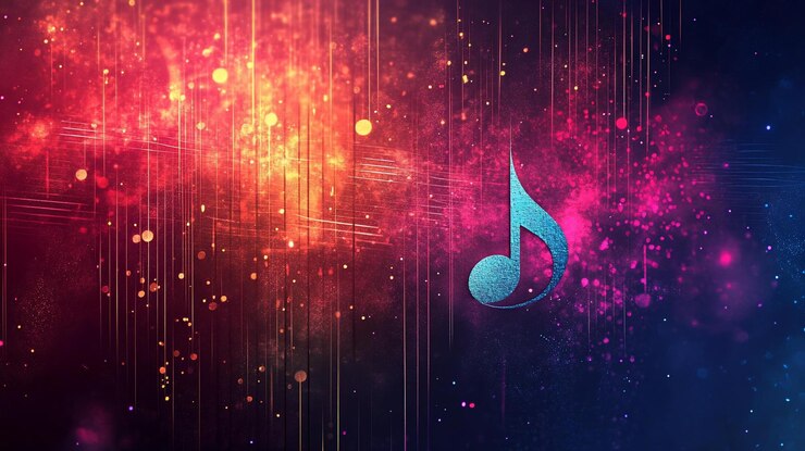 PSD nota musicale astratta su uno sfondo colorato vibrante