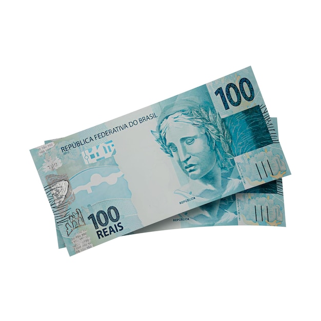Notas de cem reais brasileiras conceito financeiro fundo transparente (Notes von 100 reais brasilianischen Finanzfonds)