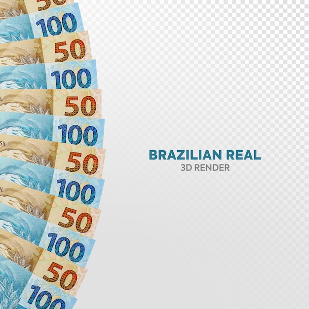 PSD notas de dinheiro brasileiras 3d render realista