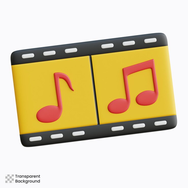 PSD notas de música de filmes 3d