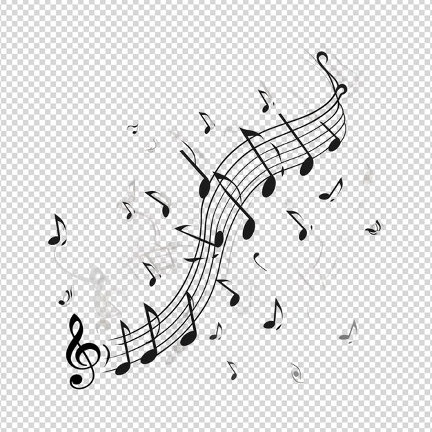 PSD notas musicales en un fondo gris