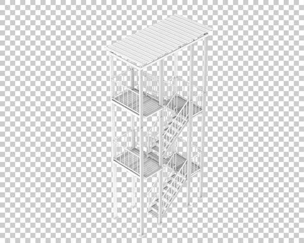 Notausgangstreppe isoliert auf transparentem Hintergrund 3D-Rendering-Illustration