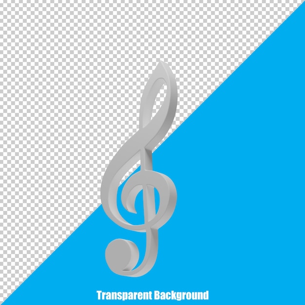 PSD une note musicale 3d sur un fond transparent.