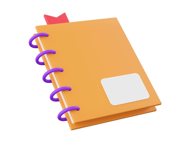 PSD notebook 3d elementos de ilustração de materiais escolares