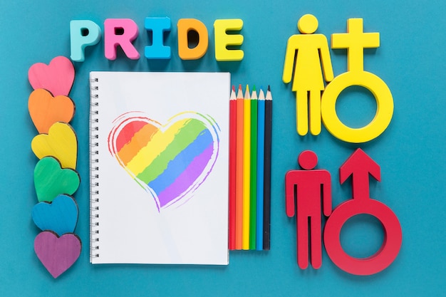 notebook and gender symbol
