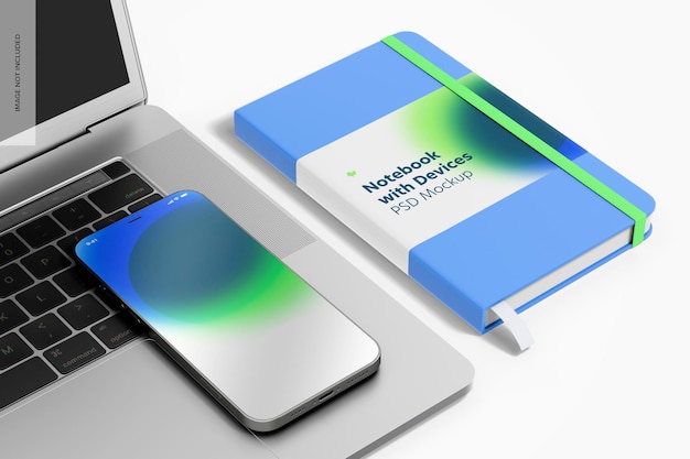 Notebook con dispositivi Mockup 02