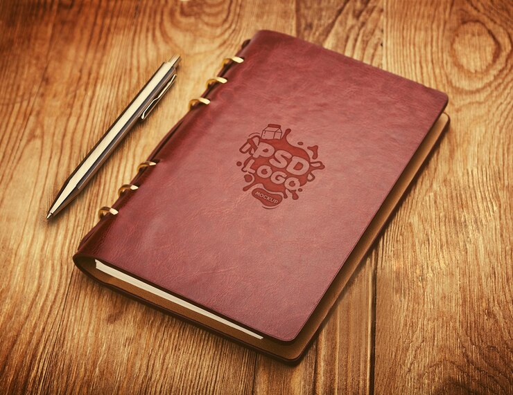 PSD notebook_emboss_logo_mockup
