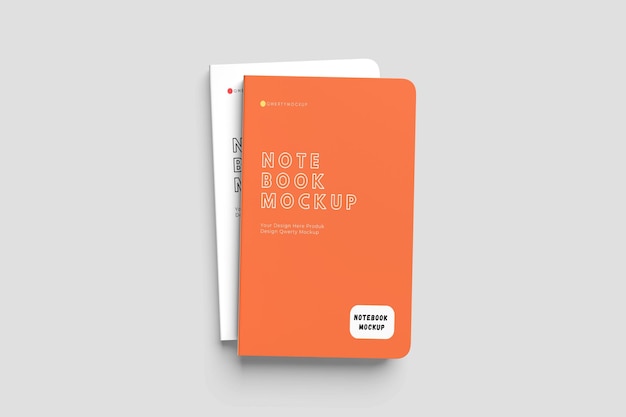 Notebook-Mockup mit orange-weißem Cover