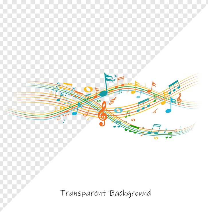 PSD des notes de musique colorées sur un fond transparent
