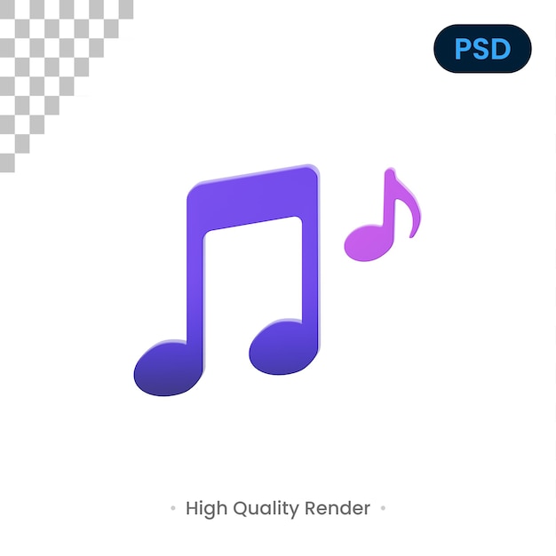 Notes De Musique Icône 3d Psd Premium