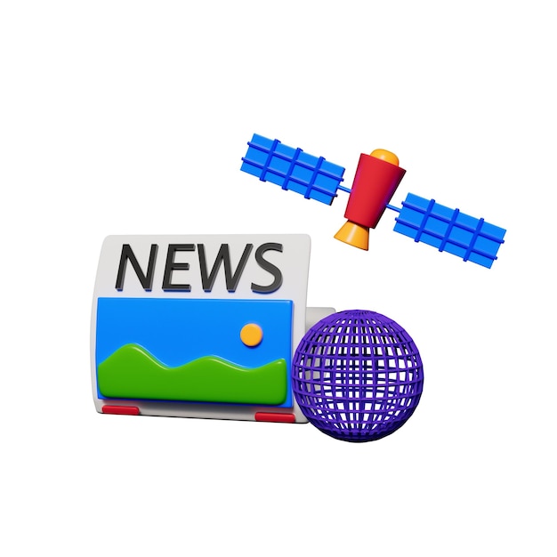 Noticias y medios sociales ilustración en 3d