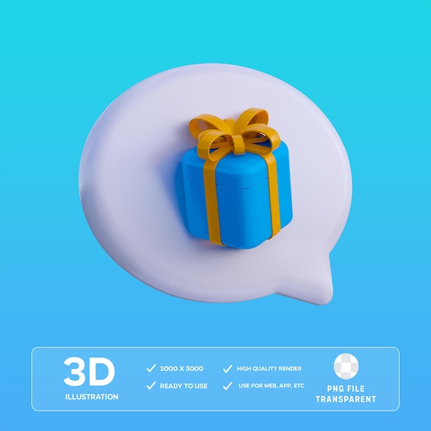 Notificação de presente PSD Ilustração 3D
