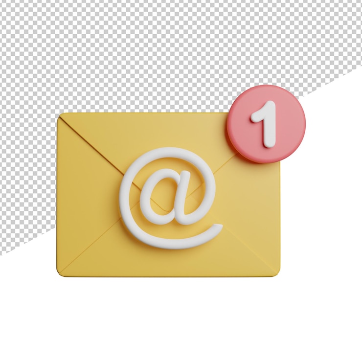 PSD notificación de bandeja de entrada de correo vista frontal 3d renderizado icono ilustración sobre fondo transparente