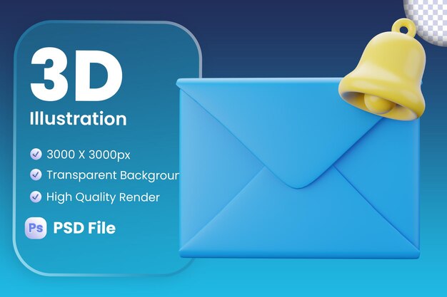 PSD notificación por correo electrónico en 3d