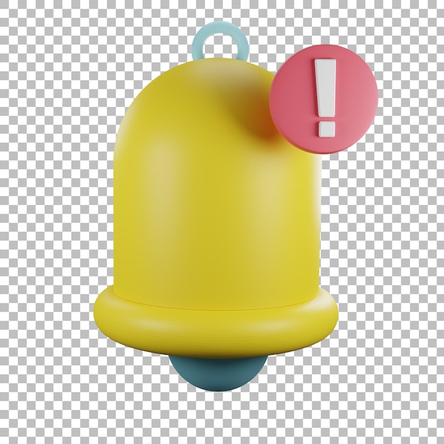 Notificación de icono amarillo 3d con fondo transparente