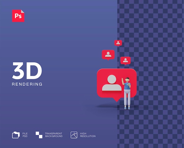 PSD notificación de ilustración 3d