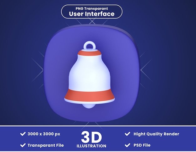 Notificación de ilustración de icono 3d