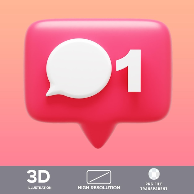 Notificación del primer comentario de PSD Ilustración en 3D