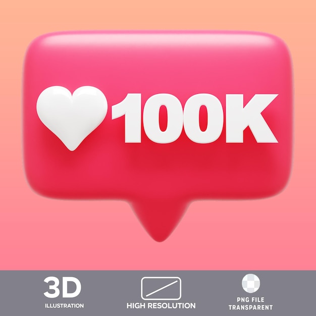 Notificación de PSD 100k Ilustración en 3D
