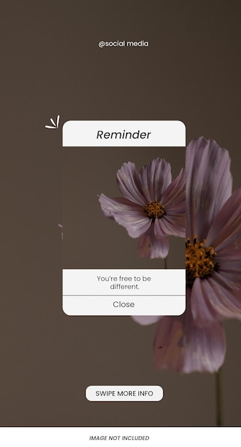 Notificación recordatorio historias de instagram plantilla psd diseño recordatorio de diseño de redes sociales