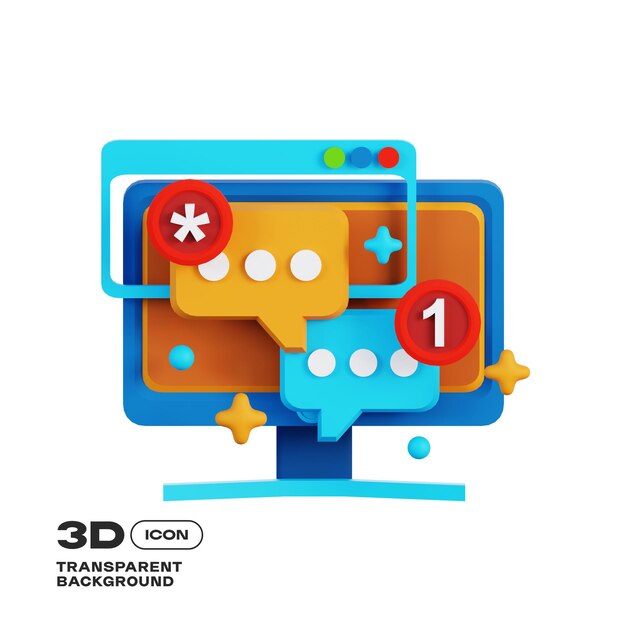 Notification Alert 3D Icon PNG Template