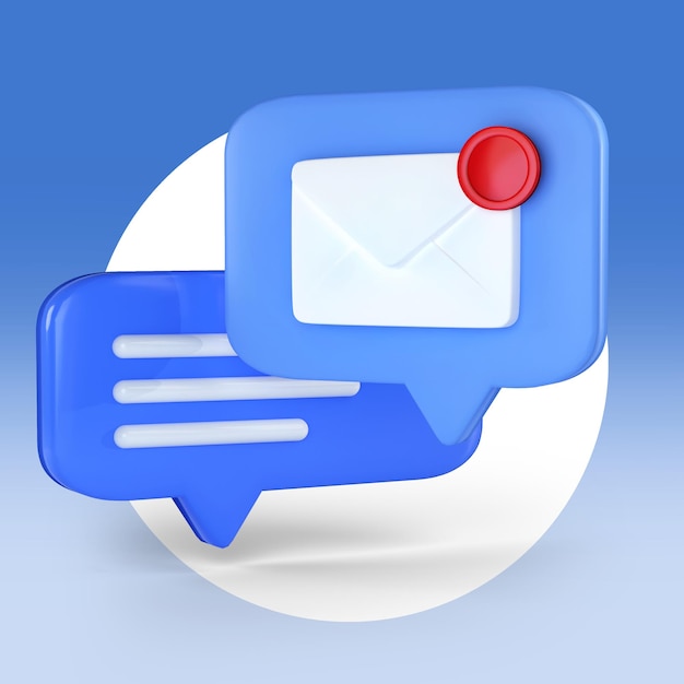 notification e-mail messager zone de texte bulle ballon modèle de chat podium 3d PSD Premium