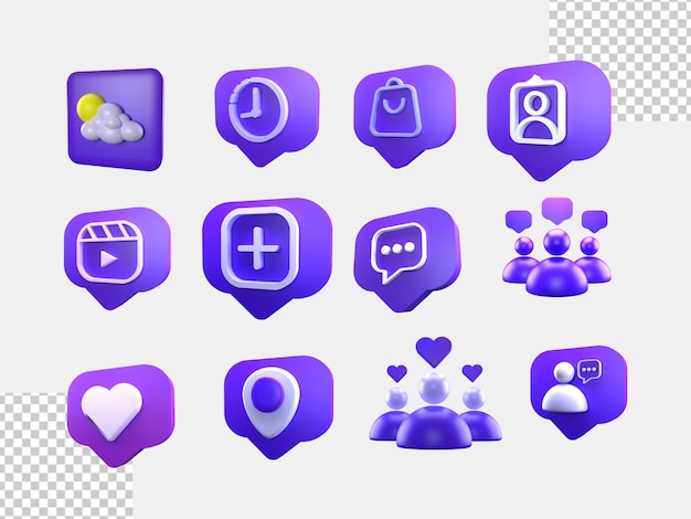 notification de médias sociaux icône 3d