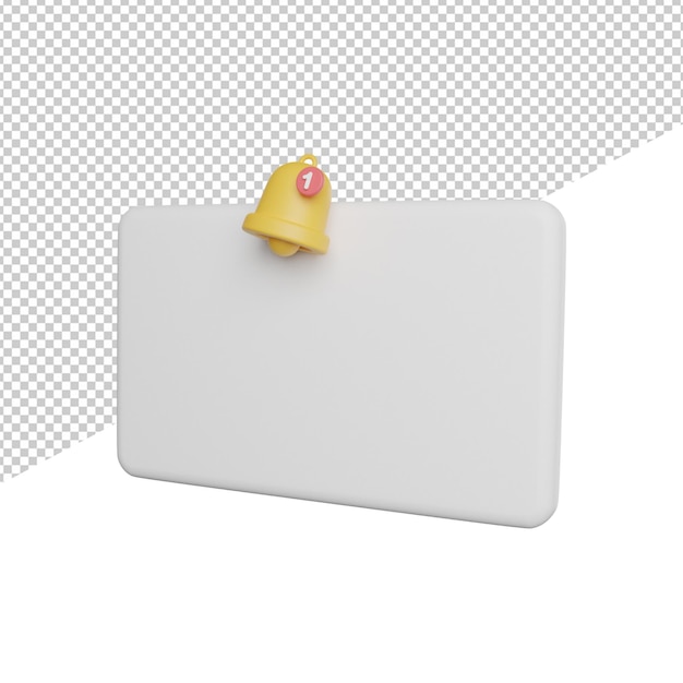 Notification Reminder Template side view 3d rendering icon illustration on transparent background