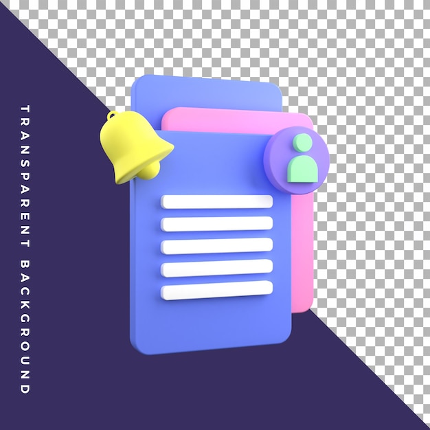 Notification de travail de document d'illustration 3D isolée