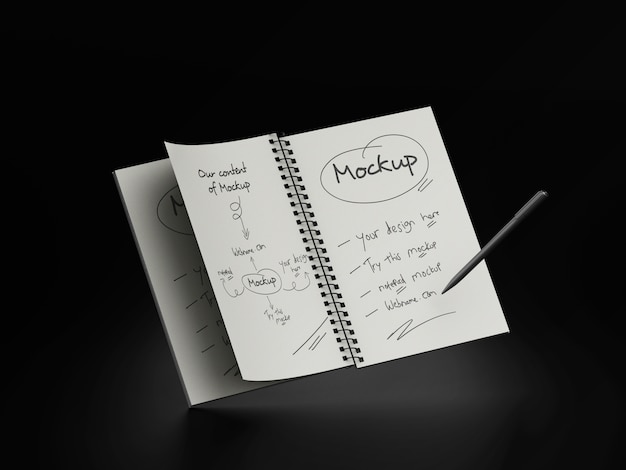 Notizblockmodell mit einem Stift