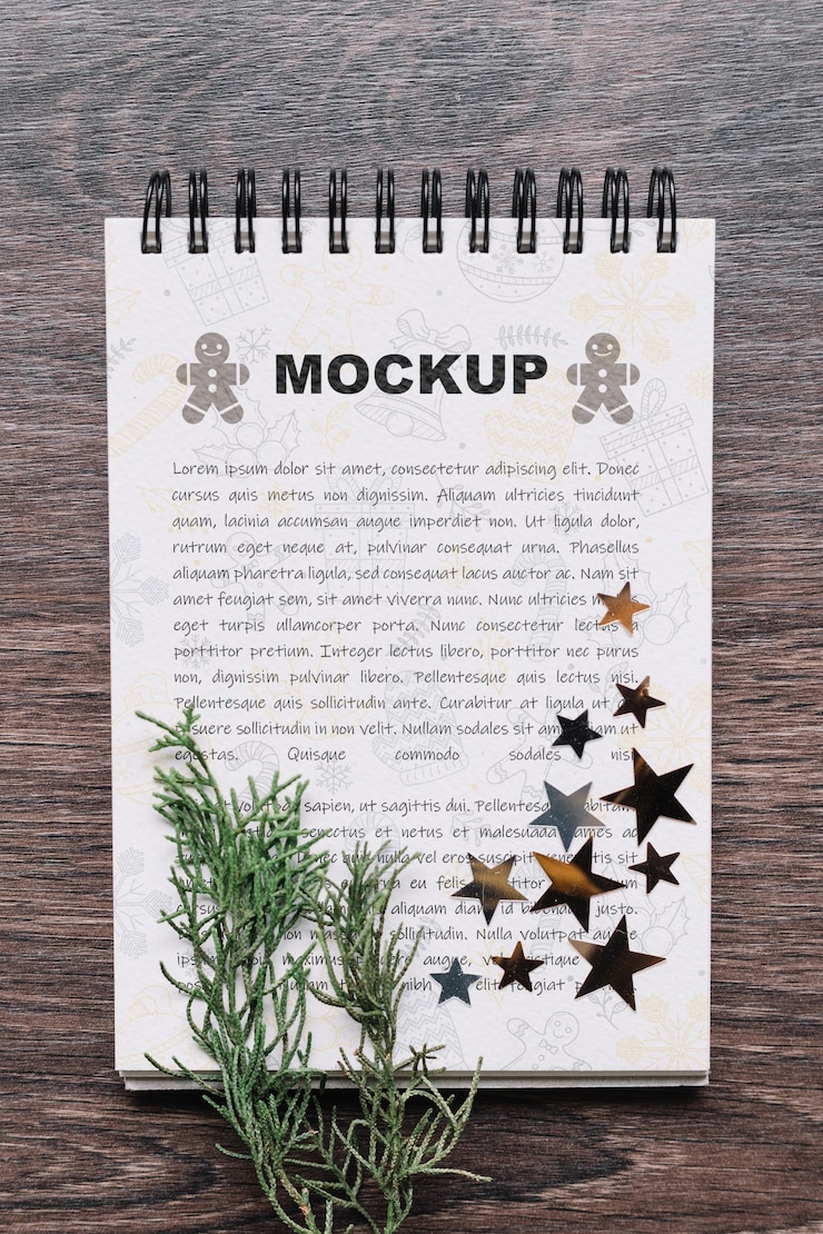PSD notizblockmodell mit weihnachtskonzept