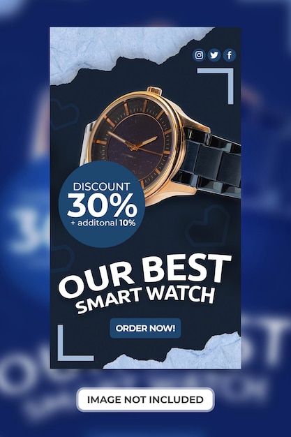PSD notre meilleure promotion de vente de montres intelligentes avec modèle d'histoires sur les réseaux sociaux psd premium