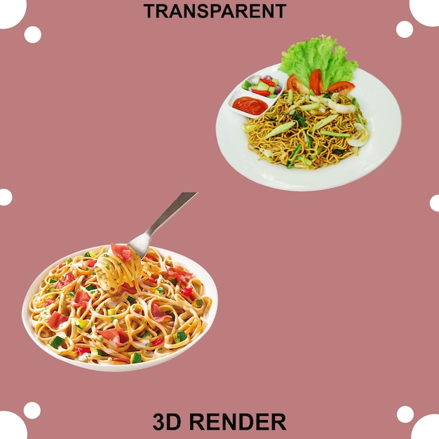 Des nouilles de poulet à fond transparent