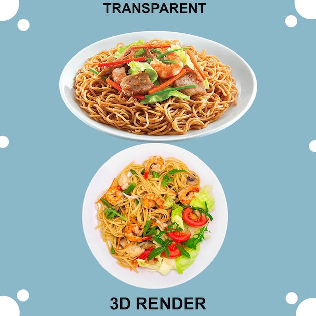 Des nouilles de poulet à fond transparent
