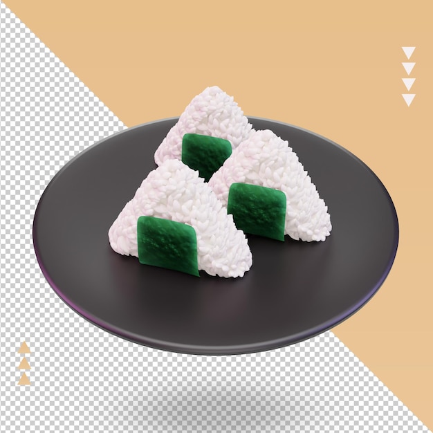 Nourriture Asiatique 3d Onigiri Rendu Vue De Dessus